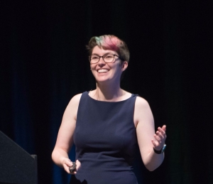 Me giving a talk, looking all fancy